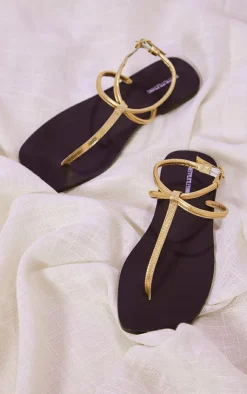 PrettyLittleThing Flat Sandals*Real Leather Square Toe Thong Barely There Strap Flat Sandals