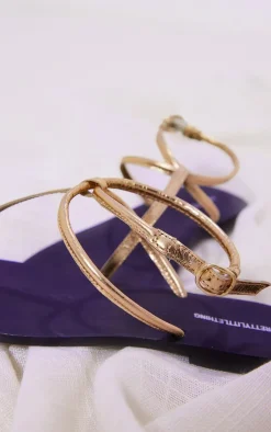 PrettyLittleThing Flat Sandals*Real Leather Square Toe Thong Barely There Strap Flat Sandals