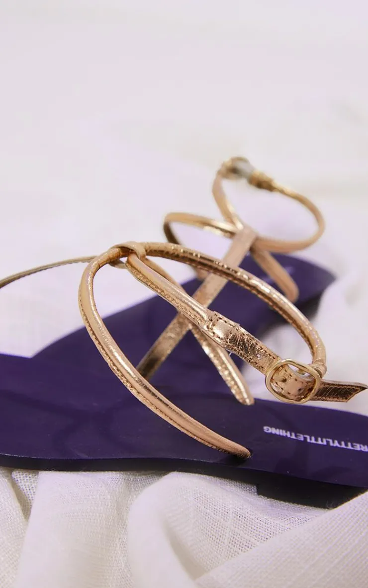 PrettyLittleThing Flat Sandals*Real Leather Square Toe Thong Barely There Strap Flat Sandals