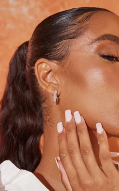 PrettyLittleThing Hoop Earrings*Real Plated Double Diamante Row Hoop Earrings