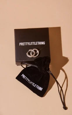 PrettyLittleThing Hoop Earrings*Real Plated Double Diamante Row Hoop Earrings