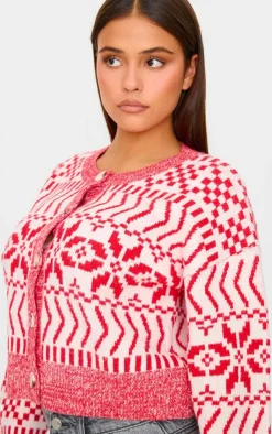 PrettyLittleThing Sweaters*Fairisle Knit Button Up Christmas Cardigan