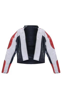 And White Quilted Detail Biker Jacket-PrettyLittleThing Online