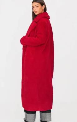 PrettyLittleThing Christmas Shop*Borg Double Breasted Maxi Coat