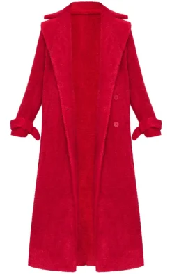 PrettyLittleThing Christmas Shop*Borg Double Breasted Maxi Coat