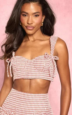 PrettyLittleThing Boucle Bow Detail Bralet Red