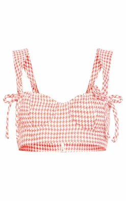 PrettyLittleThing Boucle Bow Detail Bralet Red