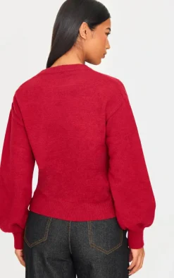 PrettyLittleThing Oversized Sweaters*Bow Detail Oversized Christmas Sweater
