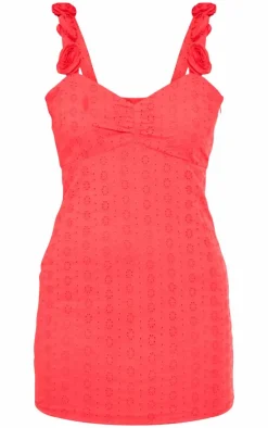 Broderie Corsage Ruched Bodycon Dress-PrettyLittleThing Clearance