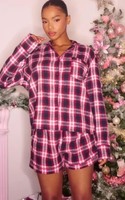 PrettyLittleThing Christmas Gifts*Brushed Check Mix And Match PJ Shorts