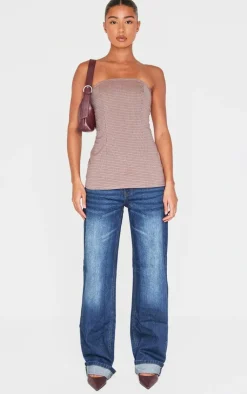 PrettyLittleThing Sleeveless Tops*Check Longline Bandeau