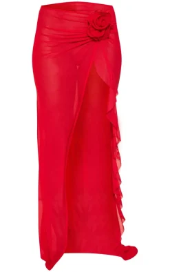 PrettyLittleThing Christmas Shop*Chiffon Flower Detail Drape Mini Beach Skirt