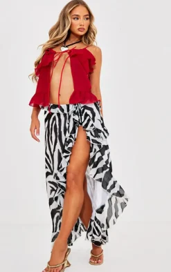 PrettyLittleThing Camisole*Chiffon Frill Tie Front Cami Top