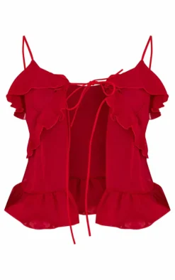 PrettyLittleThing Camisole*Chiffon Frill Tie Front Cami Top
