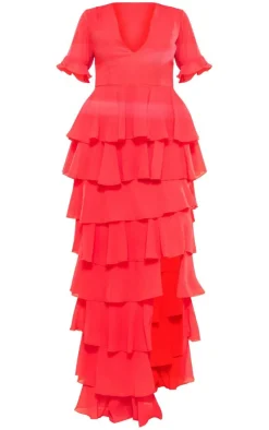 Chiffon Ruffle Layer Maxi Dress-PrettyLittleThing