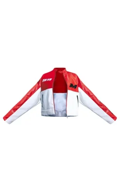 PrettyLittleThing Faux Leather Jackets*Contrast Panel Quilted Detail Faux Leather Motocross Jacket