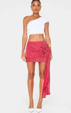 Corsage Detail Draped Mini Skirt-PrettyLittleThing