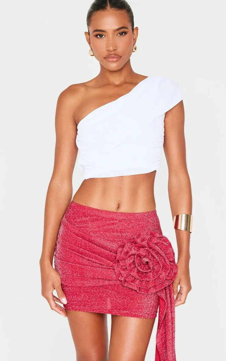 Corsage Detail Draped Mini Skirt-PrettyLittleThing