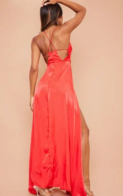 Extreme Split Strappy Back Maxi Dress-PrettyLittleThing Sale