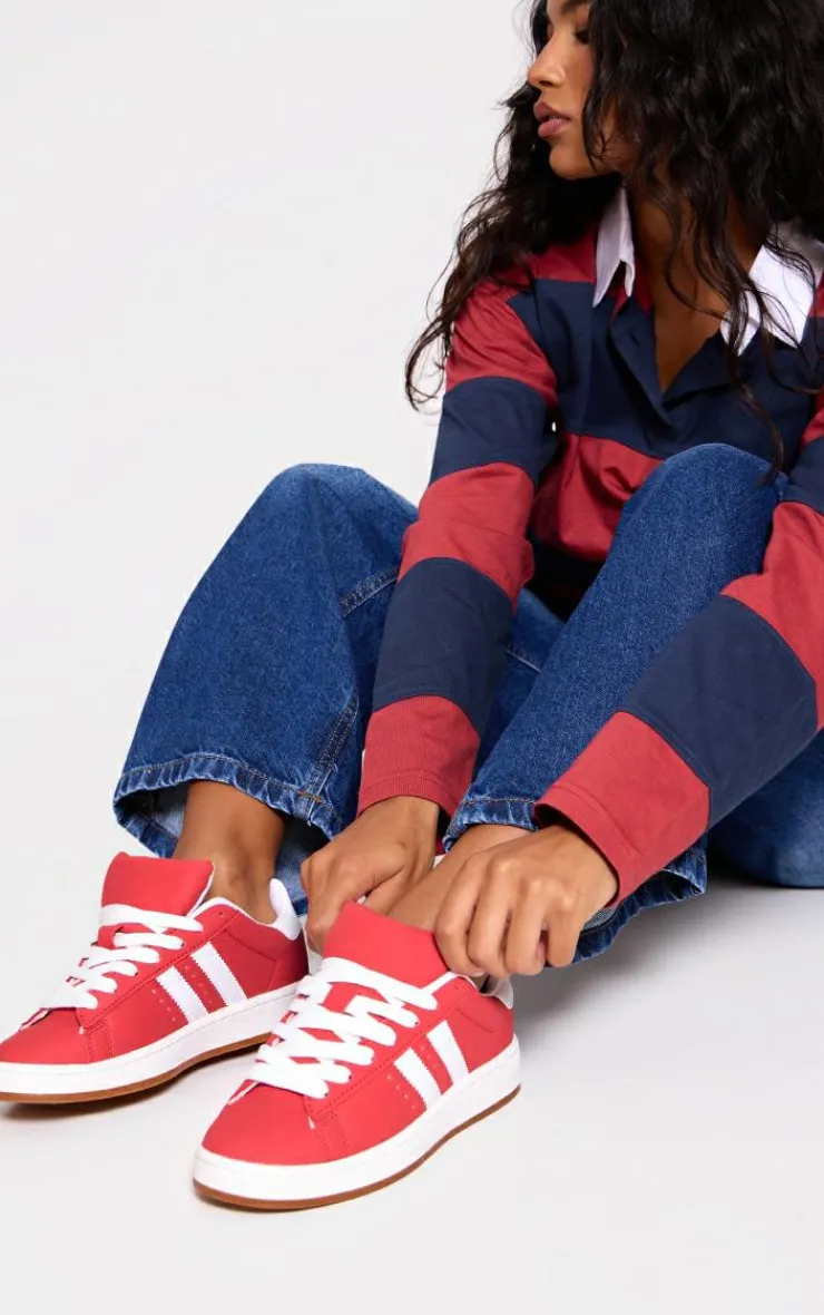 PrettyLittleThing Sneakers*Faux Suede Stripe Chunky Lace Up Sneakers