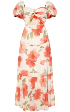 Floral Chiffon Bardot Maxi Dress-PrettyLittleThing Hot