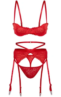 Floral Scalloped Edge Lace 3 Piece Lingerie Set-PrettyLittleThing Sale