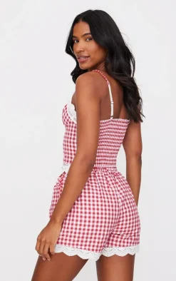PrettyLittleThing Christmas Day Outfits*Gingham Check Corset PJ Set