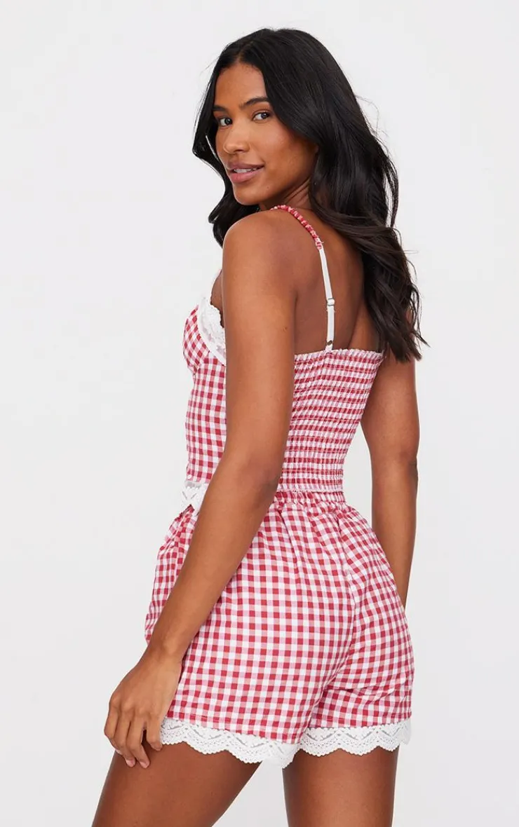 PrettyLittleThing Christmas Day Outfits*Gingham Check Corset PJ Set