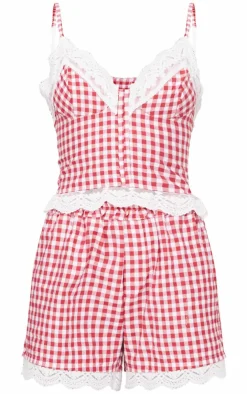 PrettyLittleThing Christmas Day Outfits*Gingham Check Corset PJ Set