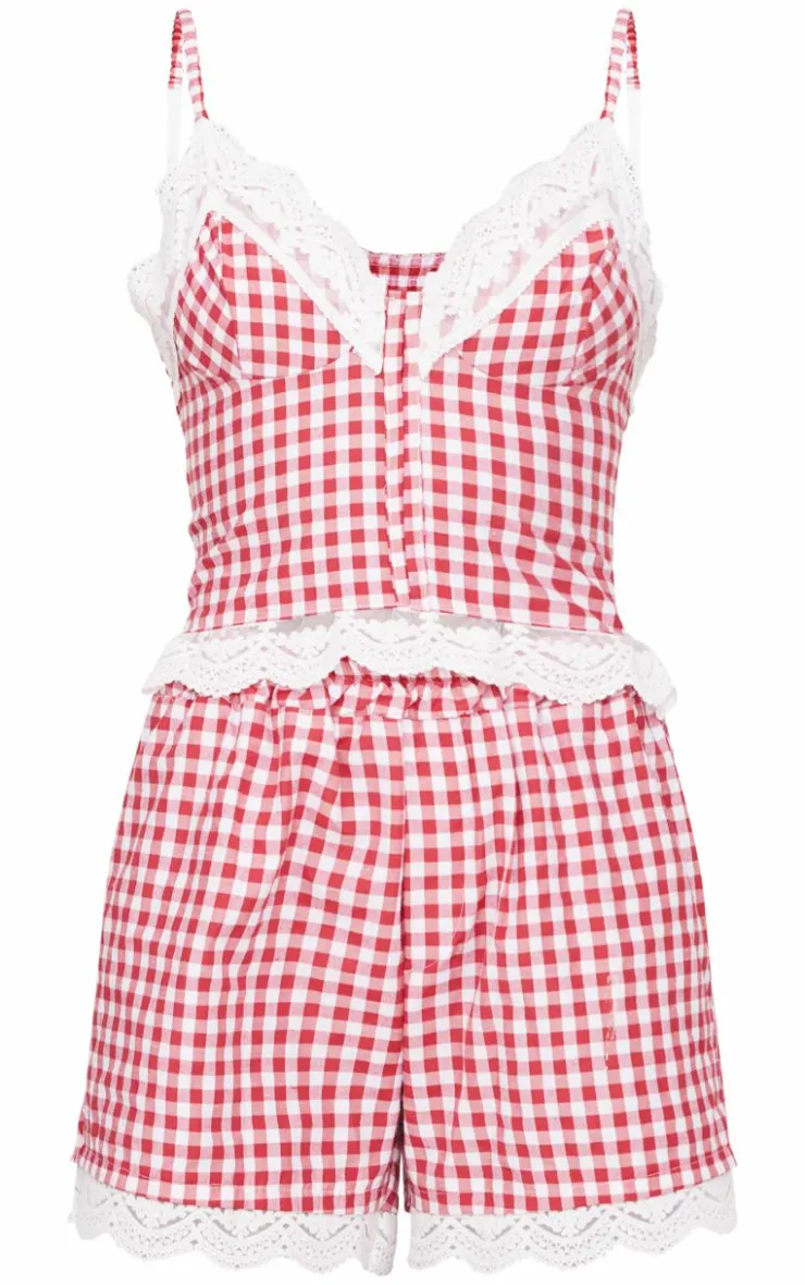 PrettyLittleThing Christmas Day Outfits*Gingham Check Corset PJ Set