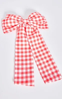 PrettyLittleThing Hair Accessories*Gingham Oversized Bow Hair Clip