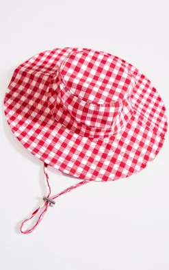 PrettyLittleThing Hats*Gingham Toggle Bucket Hat