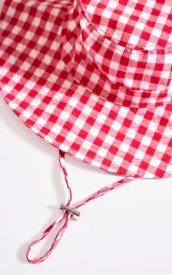 PrettyLittleThing Hats*Gingham Toggle Bucket Hat