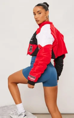 PrettyLittleThing Puffer Jackets*Graphic Front Cropped Puffer Jacket