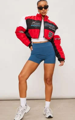 PrettyLittleThing Puffer Jackets*Graphic Front Cropped Puffer Jacket