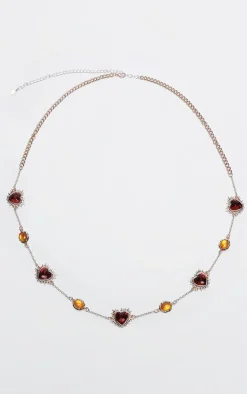 PrettyLittleThing Body Jewelry*Heart And Jewel Detail Belly Chain