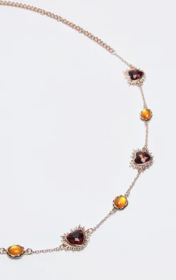 PrettyLittleThing Body Jewelry*Heart And Jewel Detail Belly Chain
