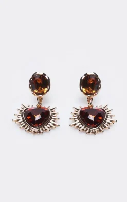 PrettyLittleThing Statement Earrings*Heart Jewel Statement Stud Earrings