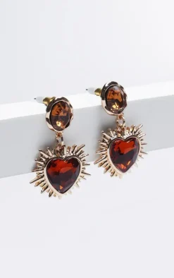 PrettyLittleThing Statement Earrings*Heart Jewel Statement Stud Earrings