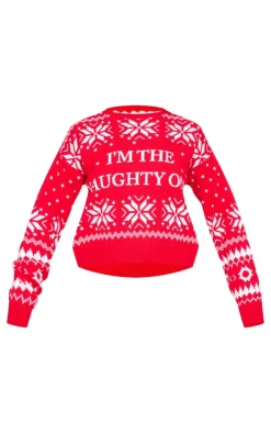 PrettyLittleThing Sweaters*Im The Naughty One Cropped Christmas Sweater