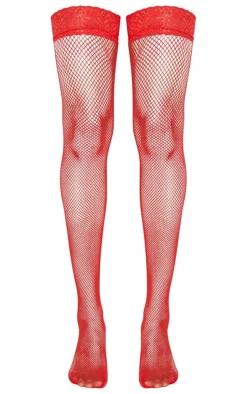 Lace Top Fishnet Hold Up Stockings-PrettyLittleThing Clearance