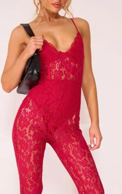 Lace Underwi Corset Strappy Jumpsuit-PrettyLittleThing Hot