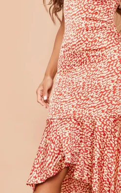 Leopard Print Frill Hem Midi Dress-PrettyLittleThing Online
