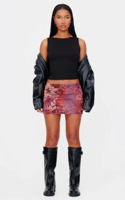 Leopard Printed Lined Mesh Mini Skirt-PrettyLittleThing Discount