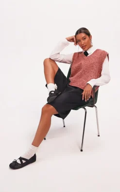PrettyLittleThing Knitted Tops*Marl Knit Sweater Vest