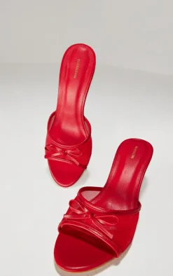 PrettyLittleThing Mules*Mesh Round Toe Bow Strap Mid Heeled Mules