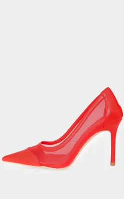 PrettyLittleThing Wide Fit Heels*Mesh Wide Fit Point Toe Contrast High Stiletto Court Heels