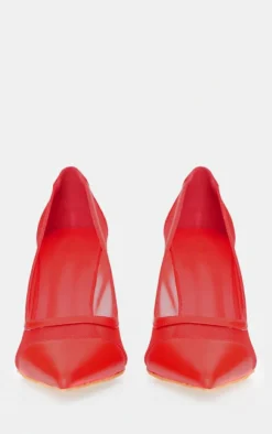 PrettyLittleThing Wide Fit Heels*Mesh Wide Fit Point Toe Contrast High Stiletto Court Heels