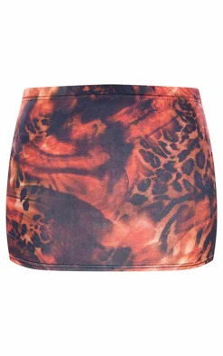 Mixed Leopard Print Slinky Low Rise Extreme Micro Mini Skirt-PrettyLittleThing Clearance