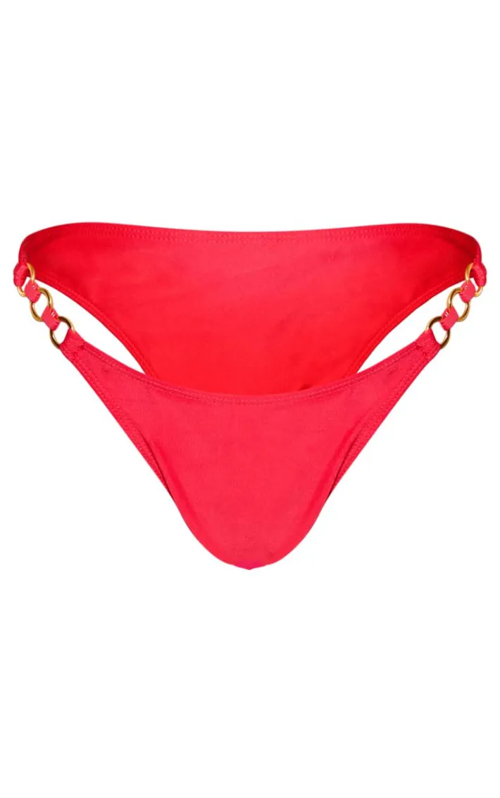 Red O Ring Detail Bikini Bottoms